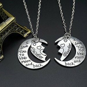 Eternal Mother+Daughter Necklace Set Half Heart